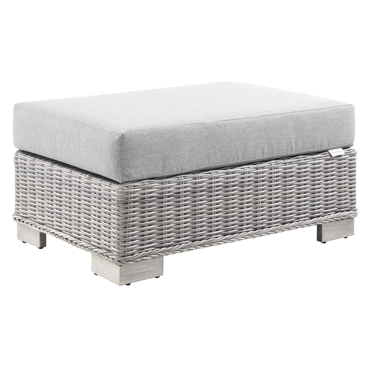 Corvara Alfresco Woven Ottoman | Outdoor Modular Sectional Component, Light Gray & Gray