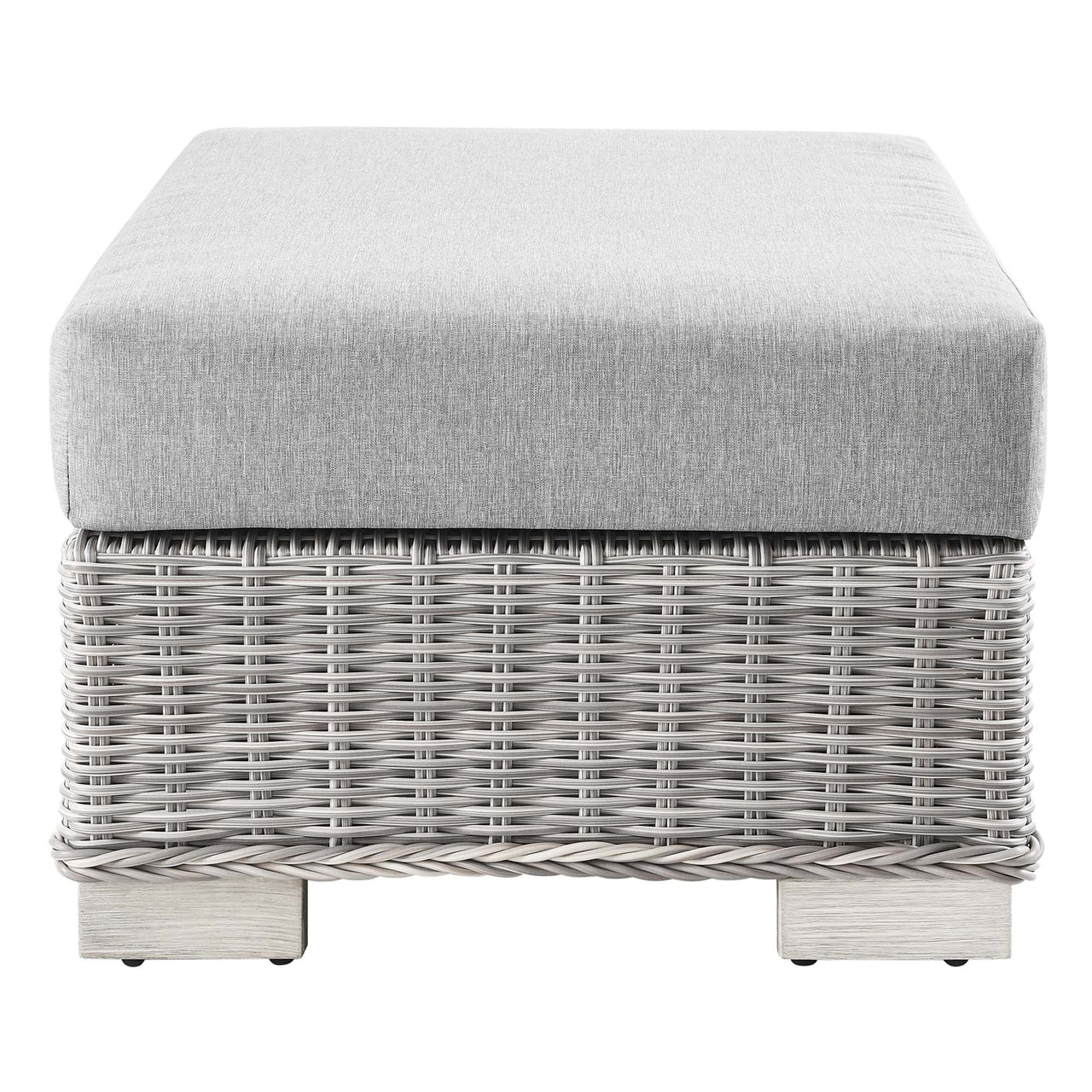 Corvara Alfresco Woven Ottoman | Outdoor Modular Sectional Component, Light Gray & Gray
