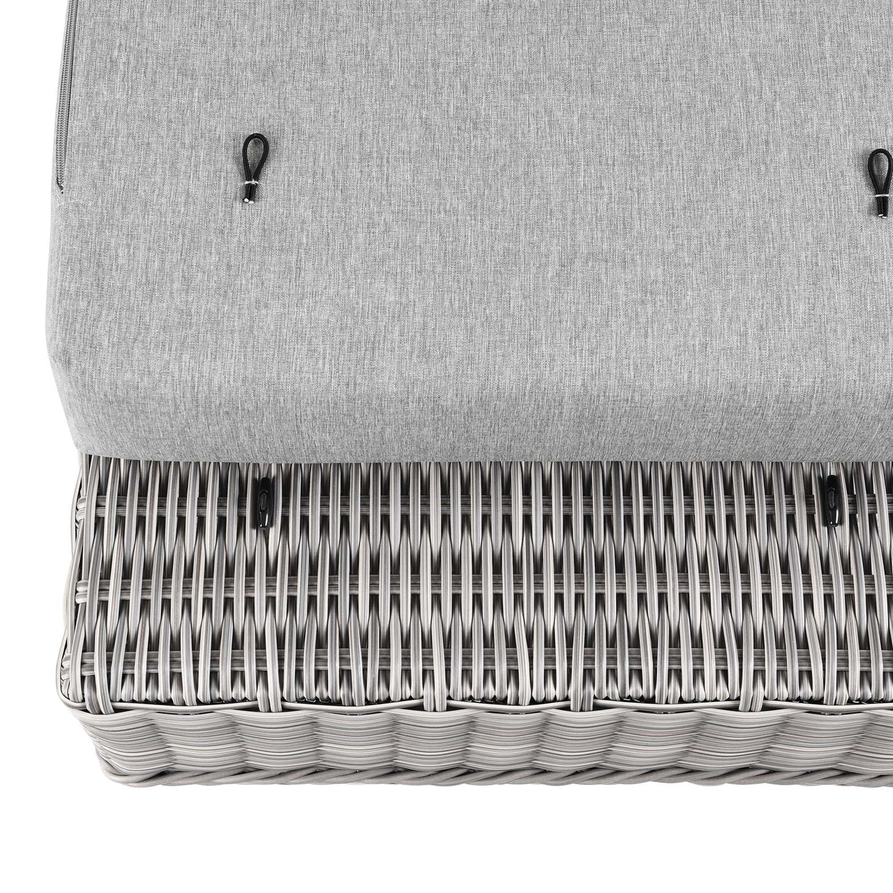 Corvara Alfresco Woven Ottoman | Outdoor Modular Sectional Component, Light Gray & Gray