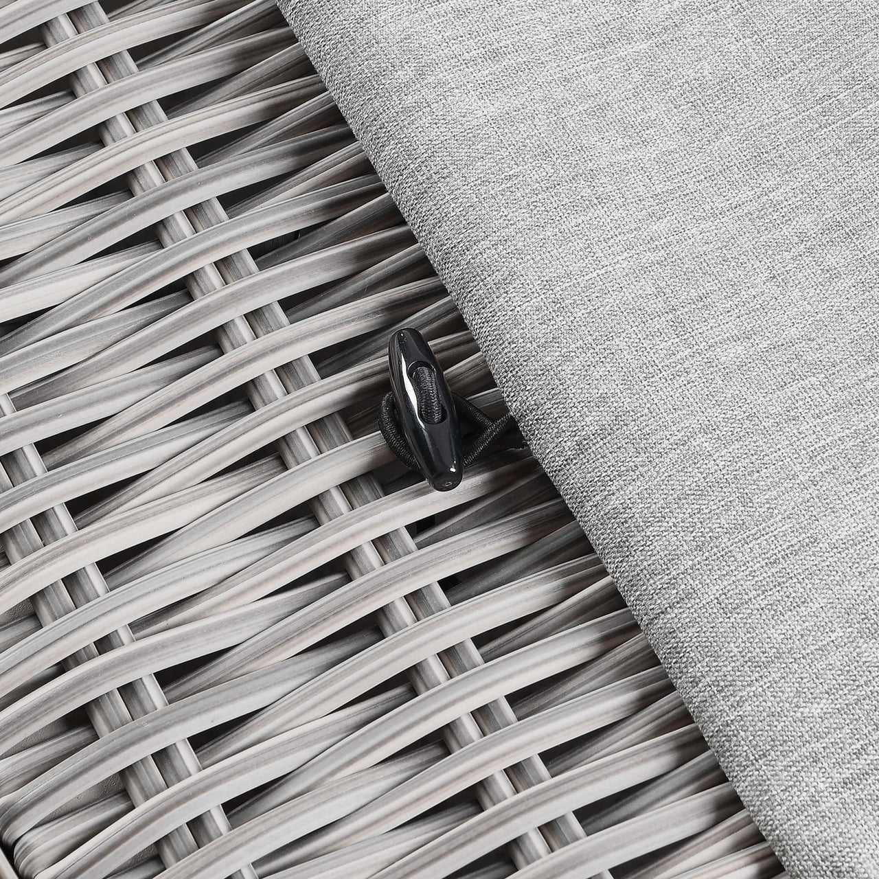 Corvara Alfresco Woven Ottoman | Outdoor Modular Sectional Component, Light Gray & Gray