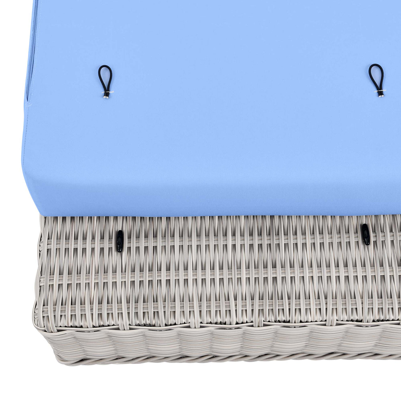 Corvara Alfresco Woven Ottoman | Outdoor Modular Sectional Component, Light Gray & Light Blue