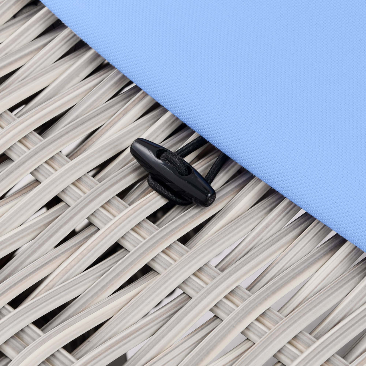 Corvara Alfresco Woven Ottoman | Outdoor Modular Sectional Component, Light Gray & Light Blue
