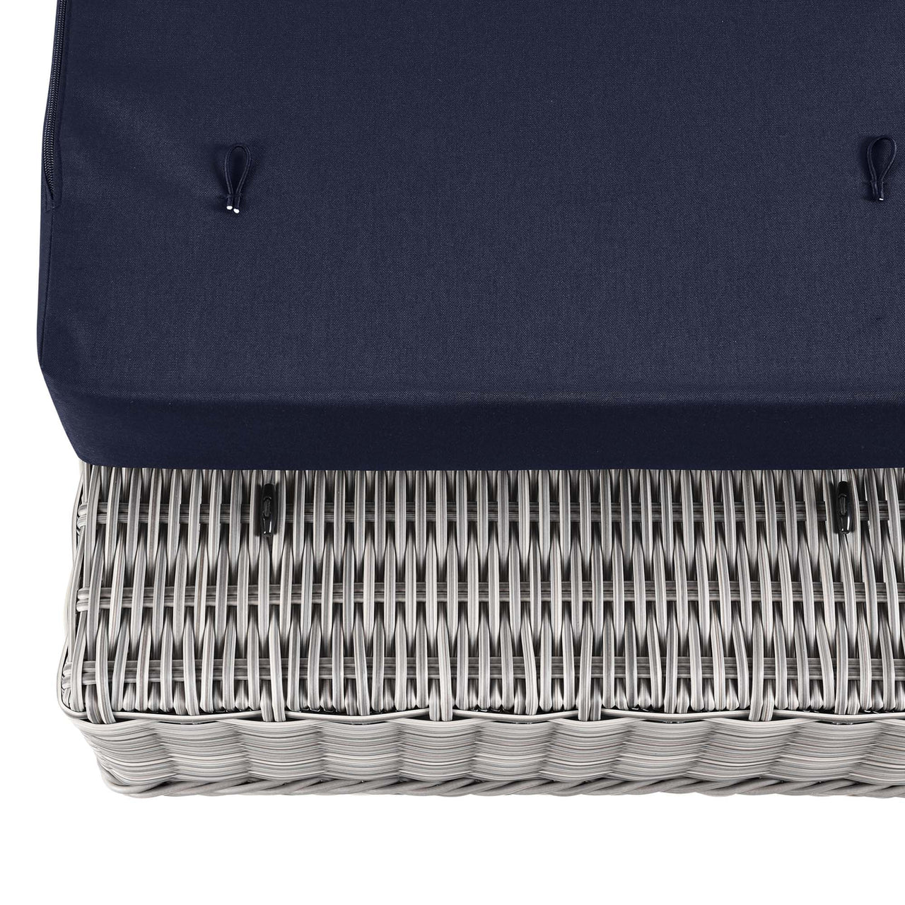 Corvara Alfresco Woven Ottoman | Outdoor Modular Sectional Component, Light Gray & Navy
