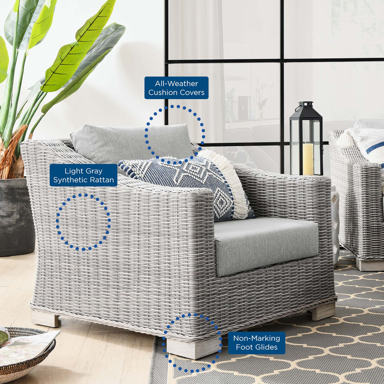 Corvara Alfresco Woven Armchair, Light Gray & Gray