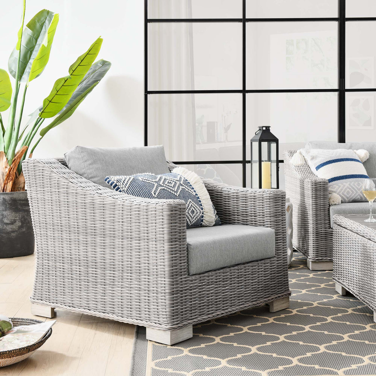Corvara Alfresco Woven Armchair, Light Gray & Gray