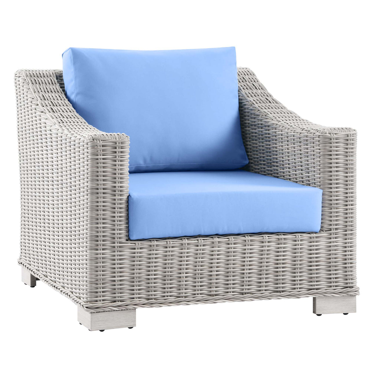 Corvara Alfresco Woven Armchair, Light Gray & Light Blue