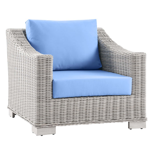 Corvara Alfresco Woven Armchair, Light Gray & Light Blue