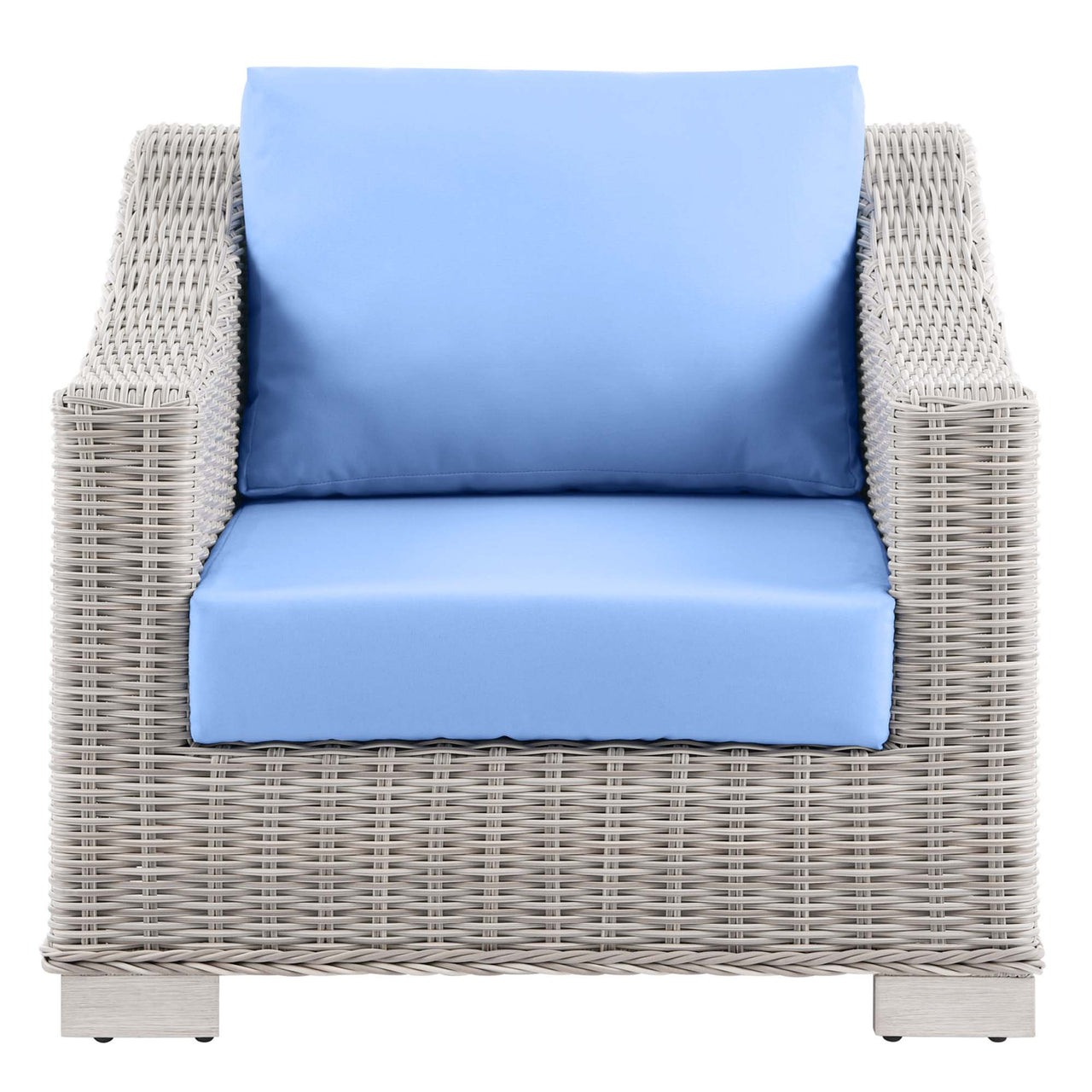 Corvara Alfresco Woven Armchair, Light Gray & Light Blue