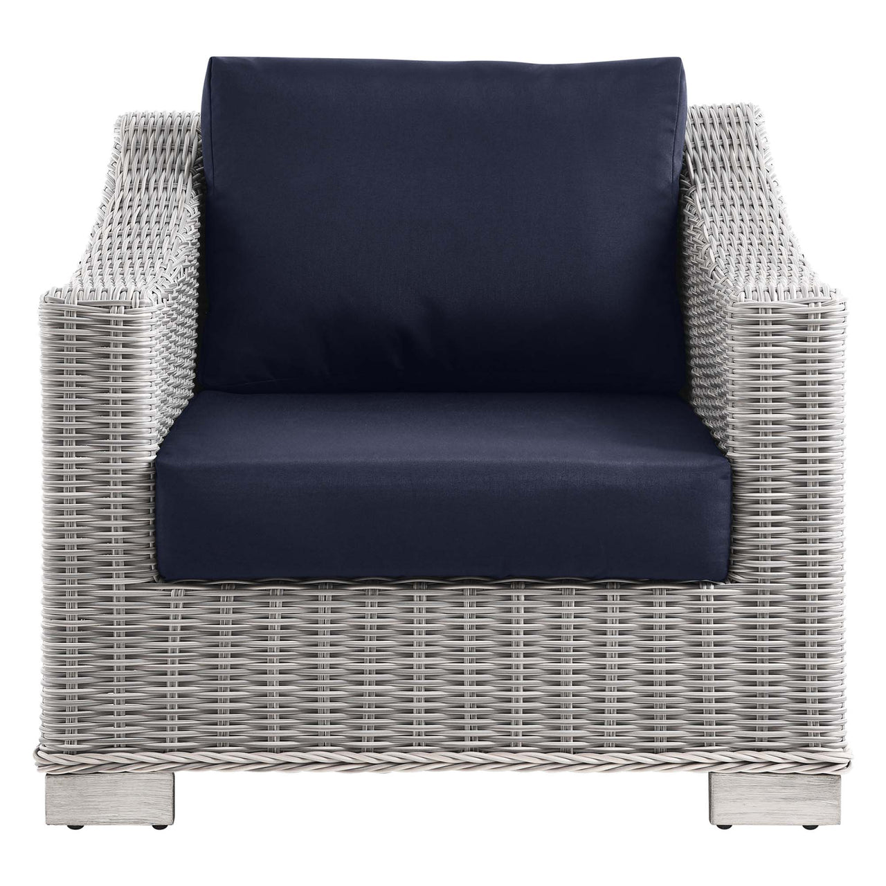 Corvara Alfresco Woven Armchair, Light Gray & Navy