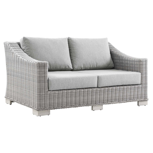 Corvara Alfresco Woven Loveseat, Light Gray & Gray