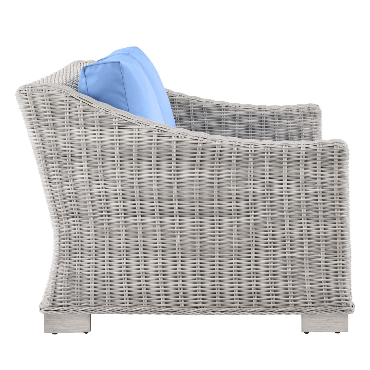 Corvara Alfresco Woven Loveseat, Light Gray & Light Blue