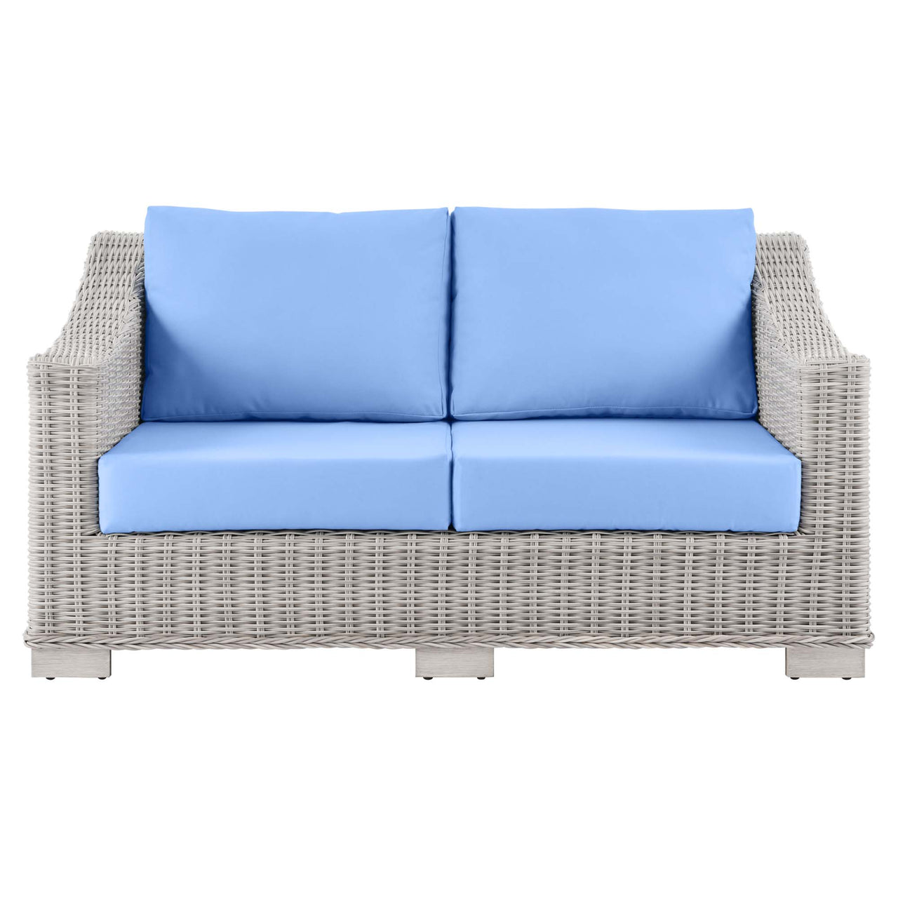 Corvara Alfresco Woven Loveseat, Light Gray & Light Blue