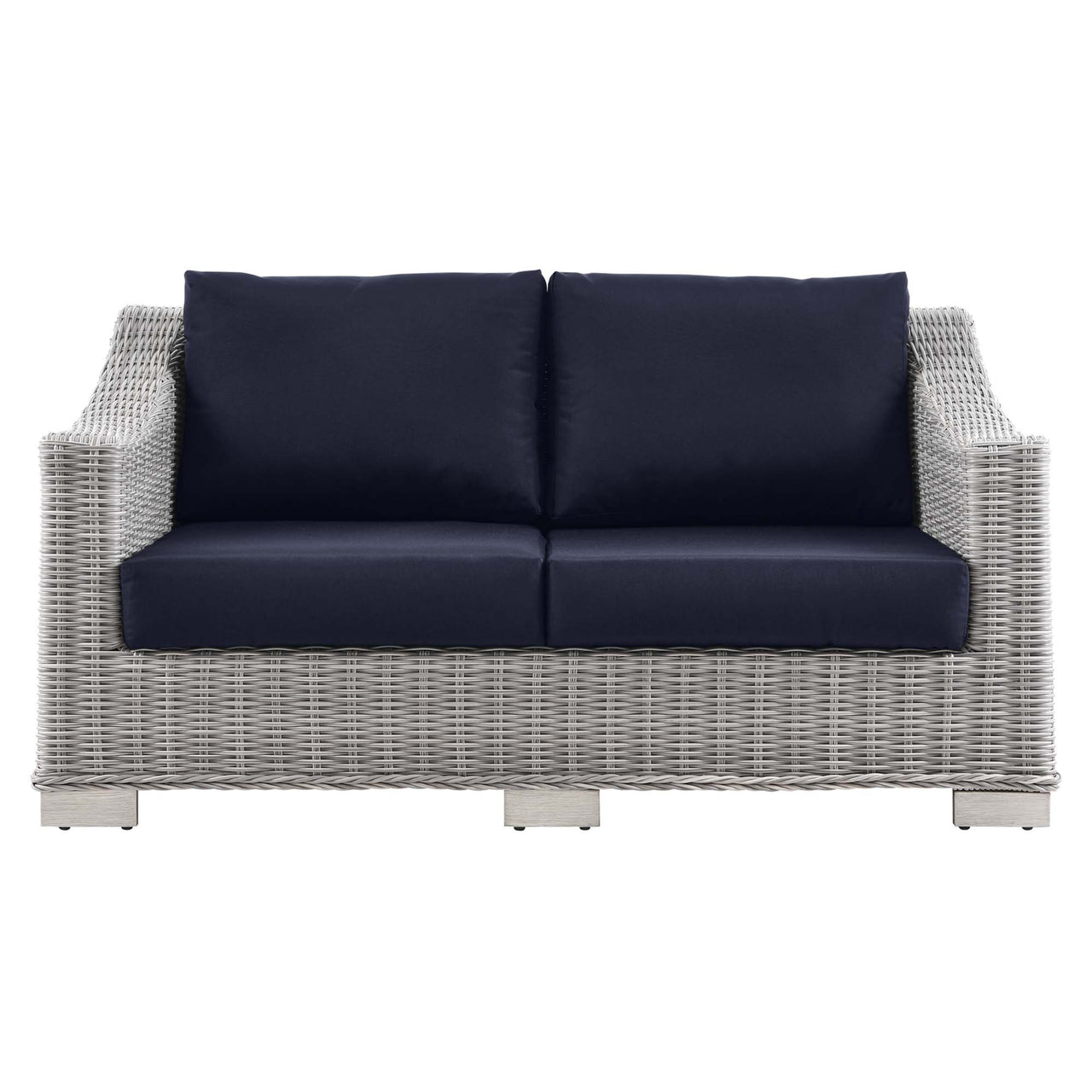 Corvara Alfresco Woven Loveseat, Light Gray & Navy