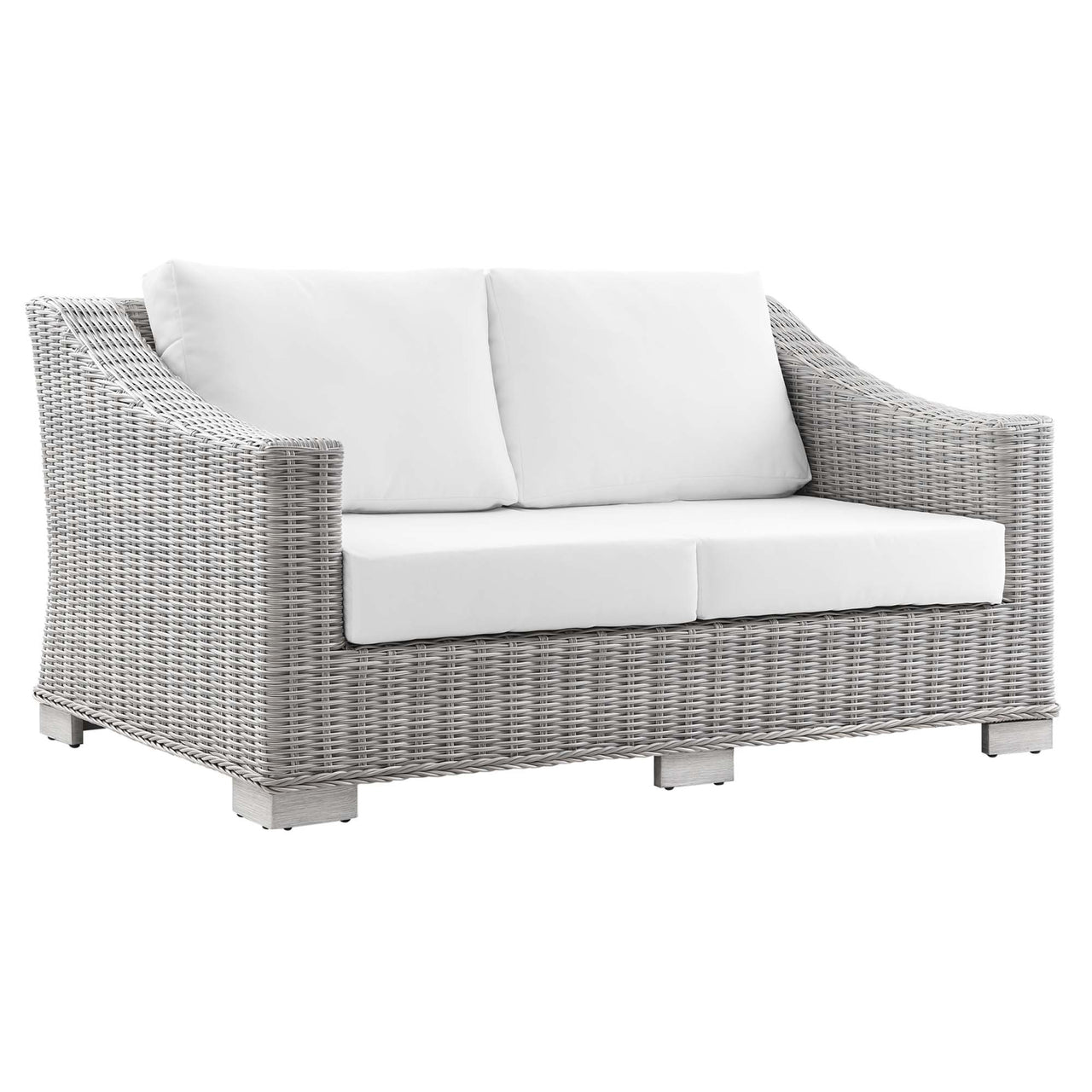 Corvara Alfresco Woven Loveseat, Light Gray & White