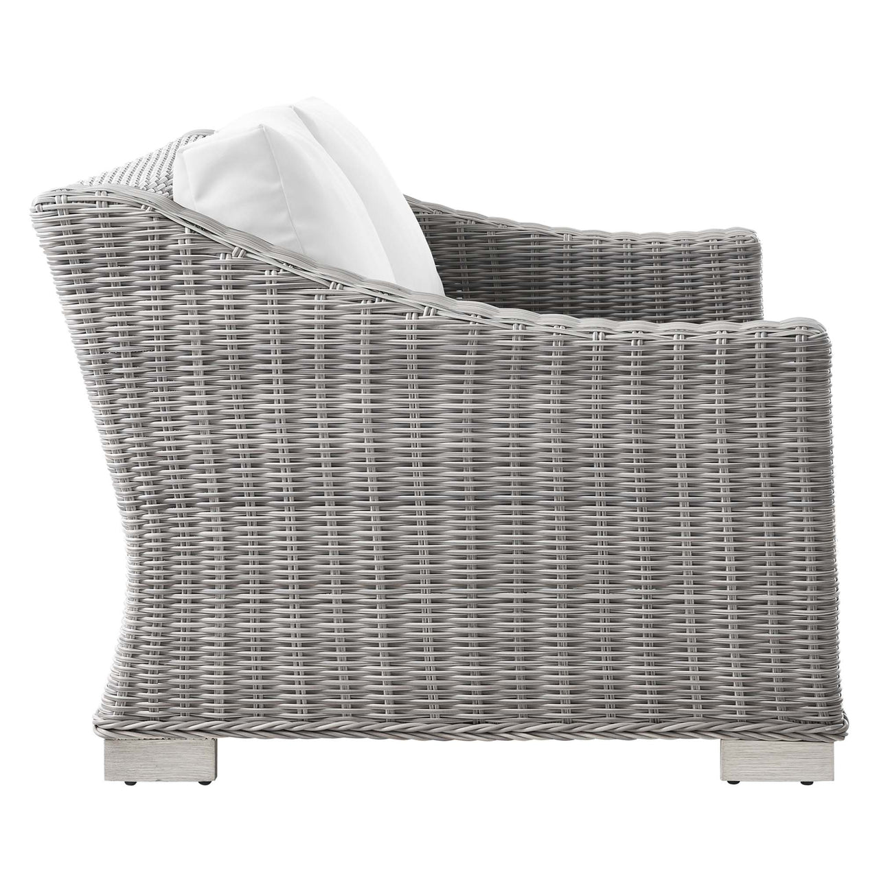 Corvara Alfresco Woven Loveseat, Light Gray & White