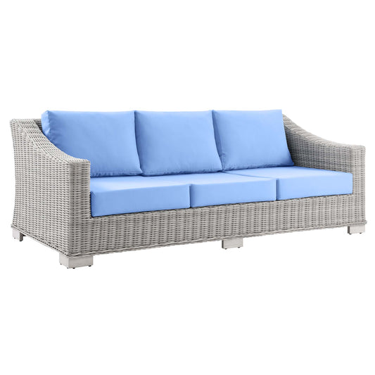 Corvara Alfresco Woven Sofa, Light Gray & Light Blue