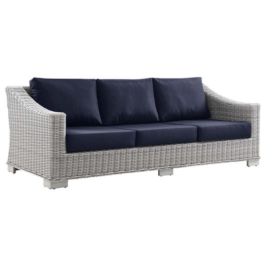 Corvara Alfresco Woven Sofa, Light Gray & Navy