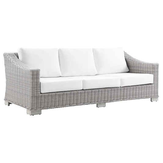 Corvara Alfresco Woven Sofa, Light Gray & White