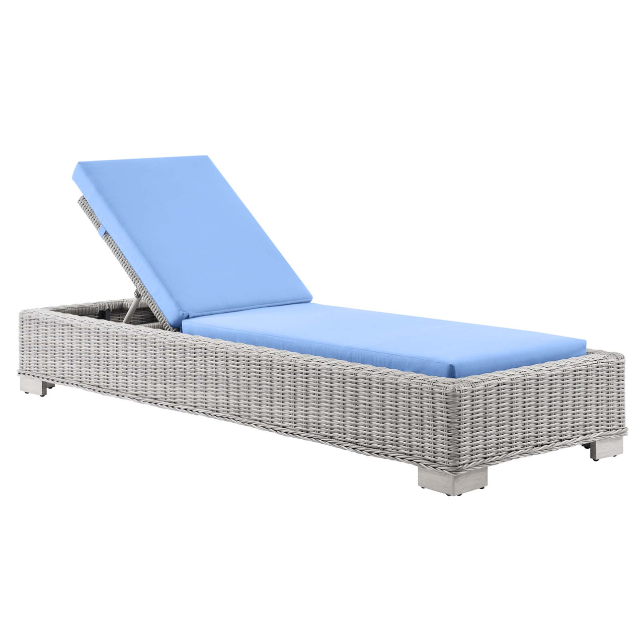 Corvara Alfresco Woven Chaise Lounge, Light Gray & Light Blue