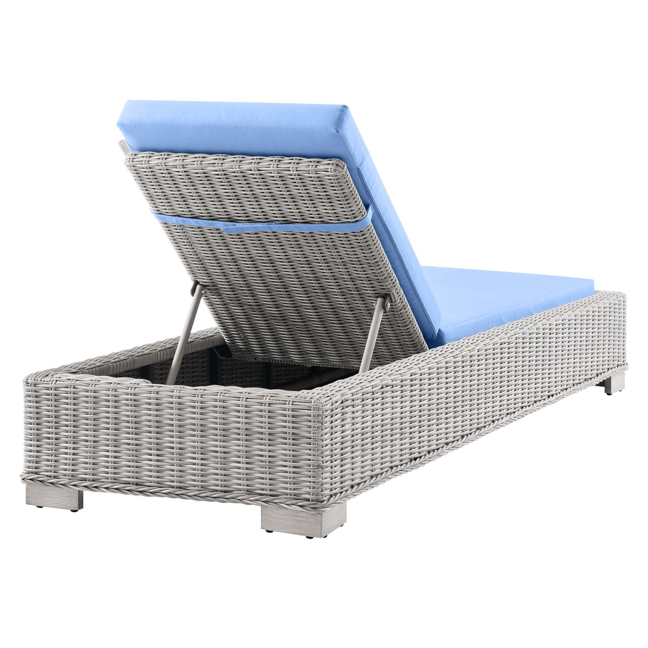 Corvara Alfresco Woven Chaise Lounge, Light Gray & Light Blue
