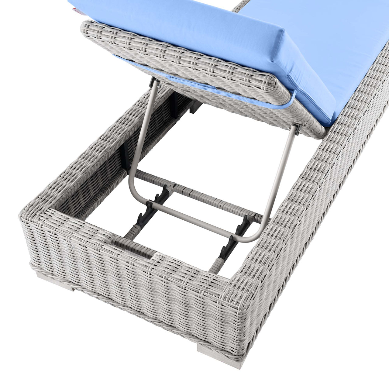 Corvara Alfresco Woven Chaise Lounge, Light Gray & Light Blue