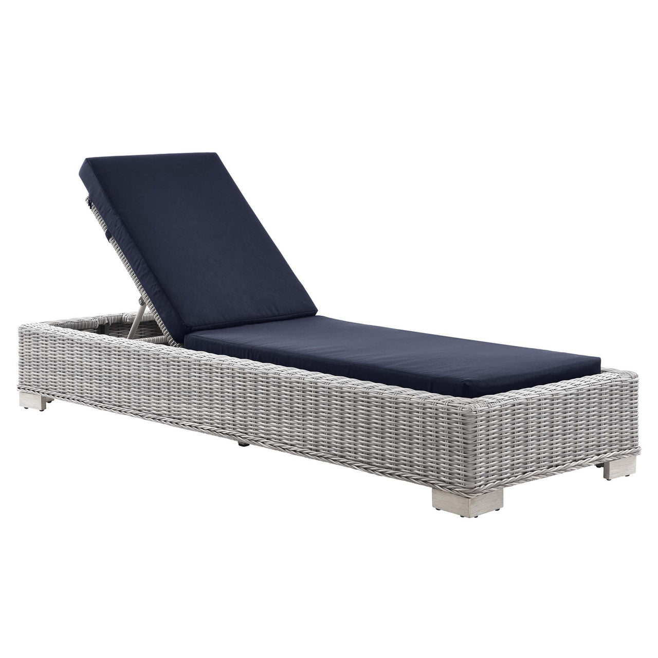 Corvara Alfresco Woven Chaise Lounge, Light Gray & Navy