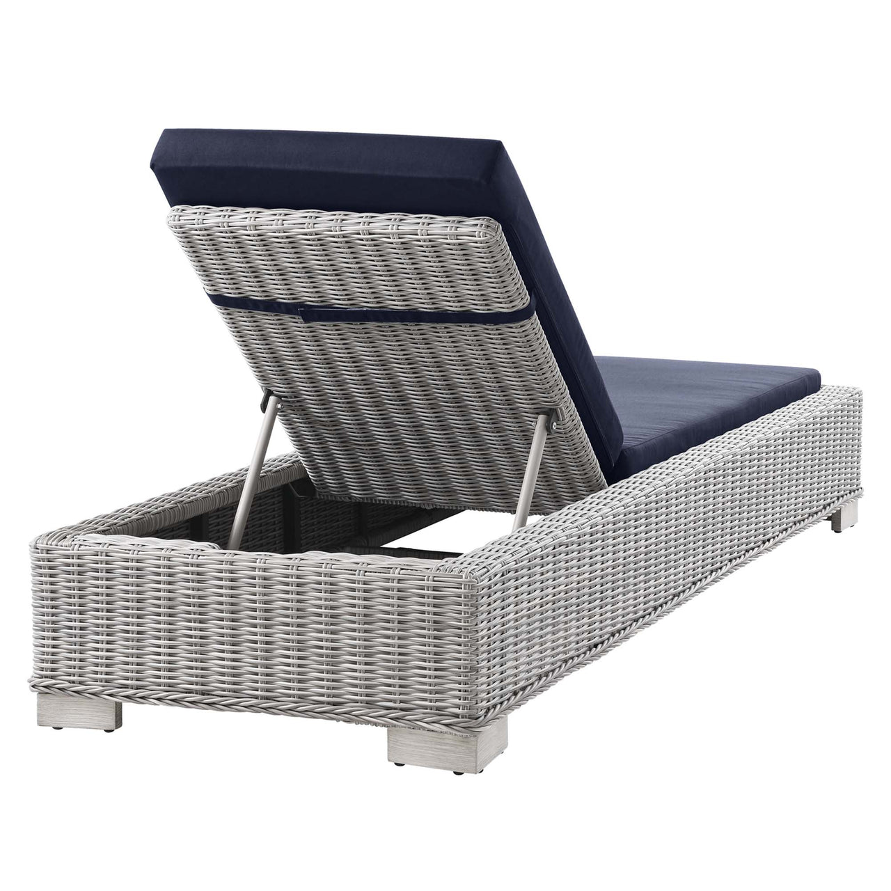 Corvara Alfresco Woven Chaise Lounge, Light Gray & Navy