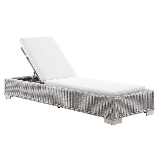 Corvara Alfresco Woven Chaise Lounge, Light Gray & White