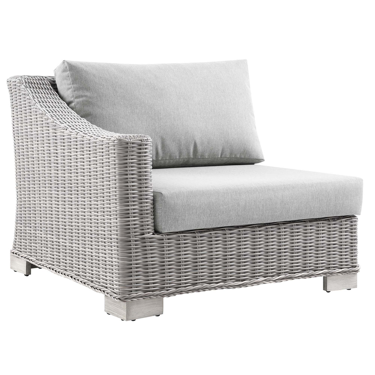Corvara Alfresco Woven Left-Arm Chair | Outdoor Modular Sectional Component, Light Gray & Gray