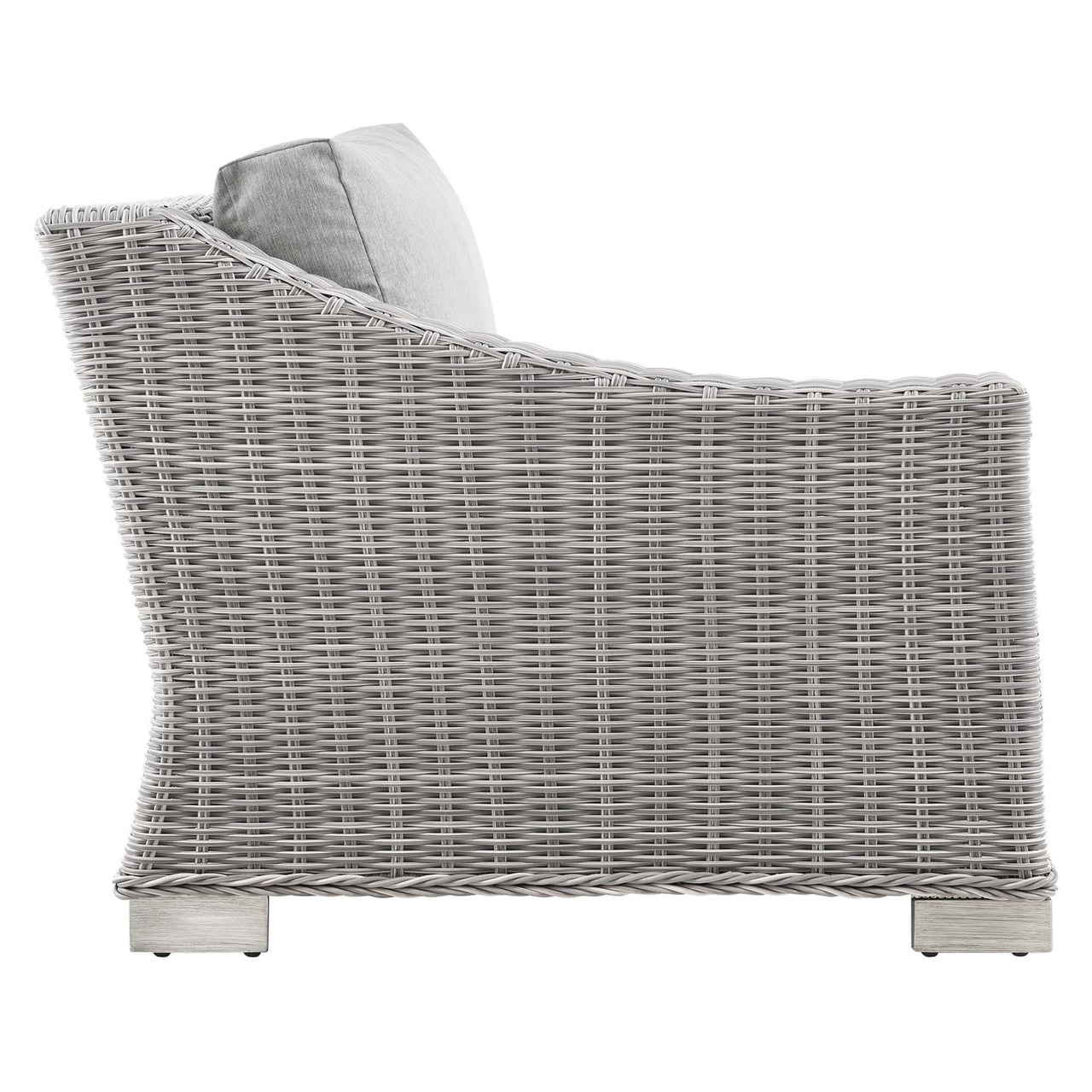 Corvara Alfresco Woven Left-Arm Chair | Outdoor Modular Sectional Component, Light Gray & Gray