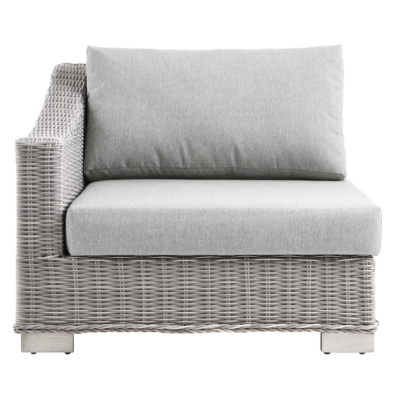 Corvara Alfresco Woven Left-Arm Chair | Outdoor Modular Sectional Component, Light Gray & Gray