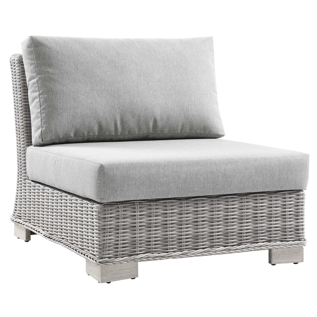 Corvara Alfresco Woven Armless Chair | Outdoor Modular Sectional Component, Light Gray & Gray