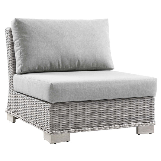 Corvara Alfresco Woven Armless Chair | Outdoor Modular Sectional Component, Light Gray & Gray