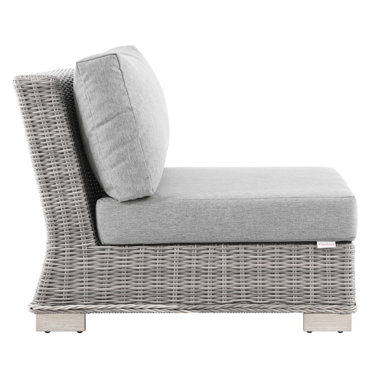 Corvara Alfresco Woven Armless Chair | Outdoor Modular Sectional Component, Light Gray & Gray