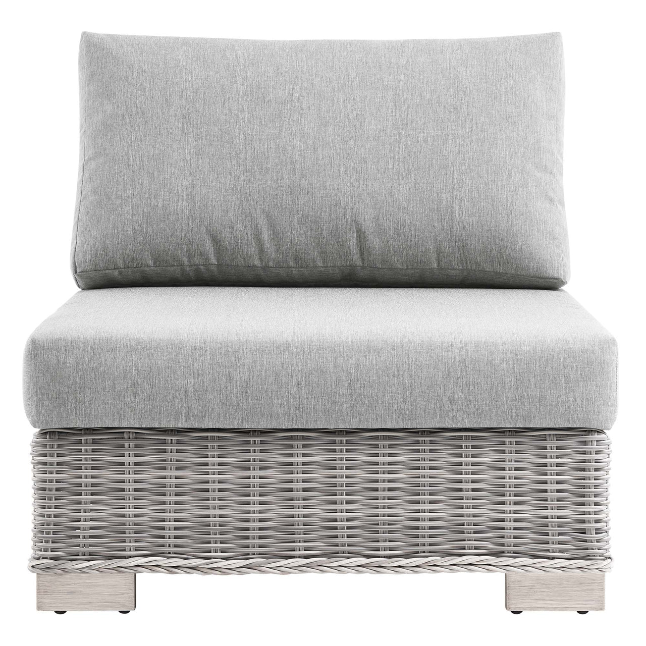 Corvara Alfresco Woven Armless Chair | Outdoor Modular Sectional Component, Light Gray & Gray