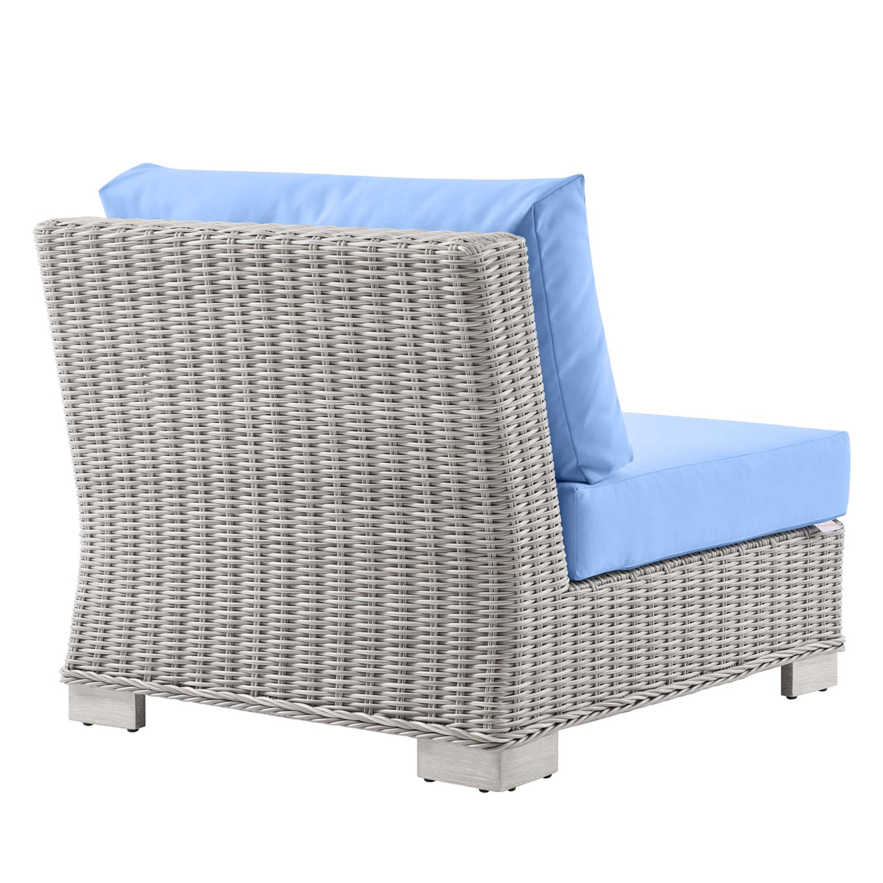 Corvara Alfresco Woven Armless Chair | Outdoor Modular Sectional Component, Light Gray & Light Blue