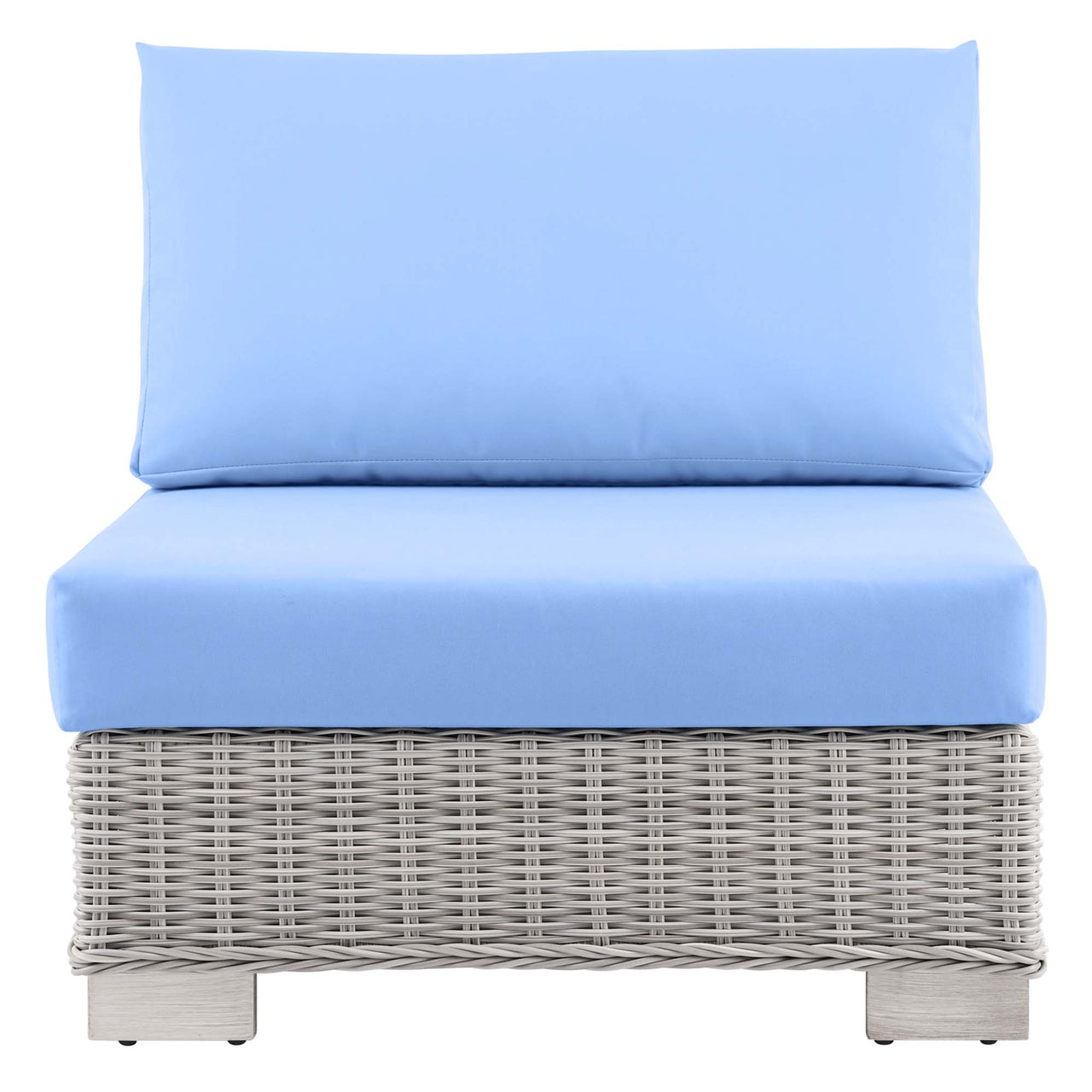 Corvara Alfresco Woven Armless Chair | Outdoor Modular Sectional Component, Light Gray & Light Blue
