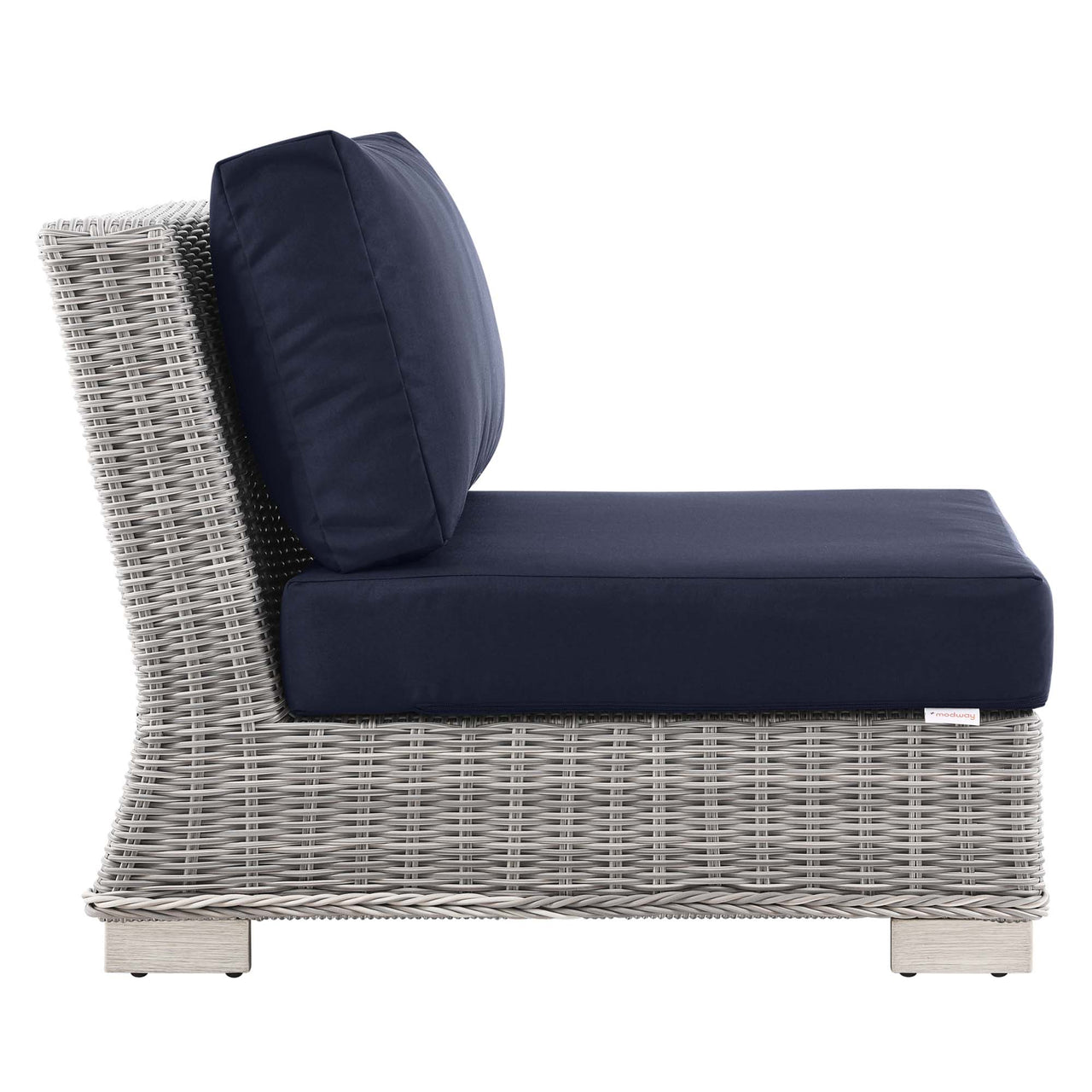 Corvara Alfresco Woven Armless Chair | Outdoor Modular Sectional Component, Light Gray & Navy