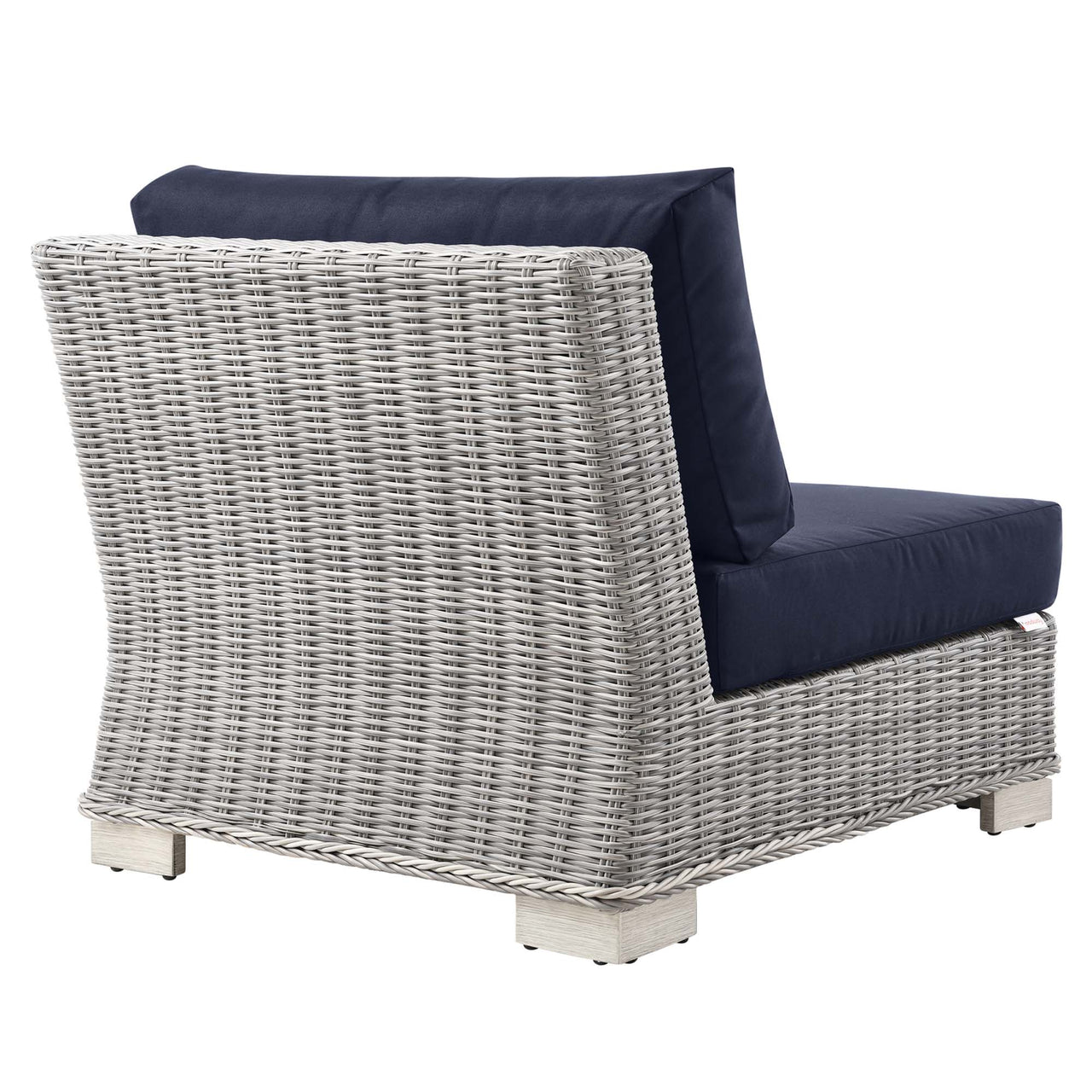 Corvara Alfresco Woven Armless Chair | Outdoor Modular Sectional Component, Light Gray & Navy