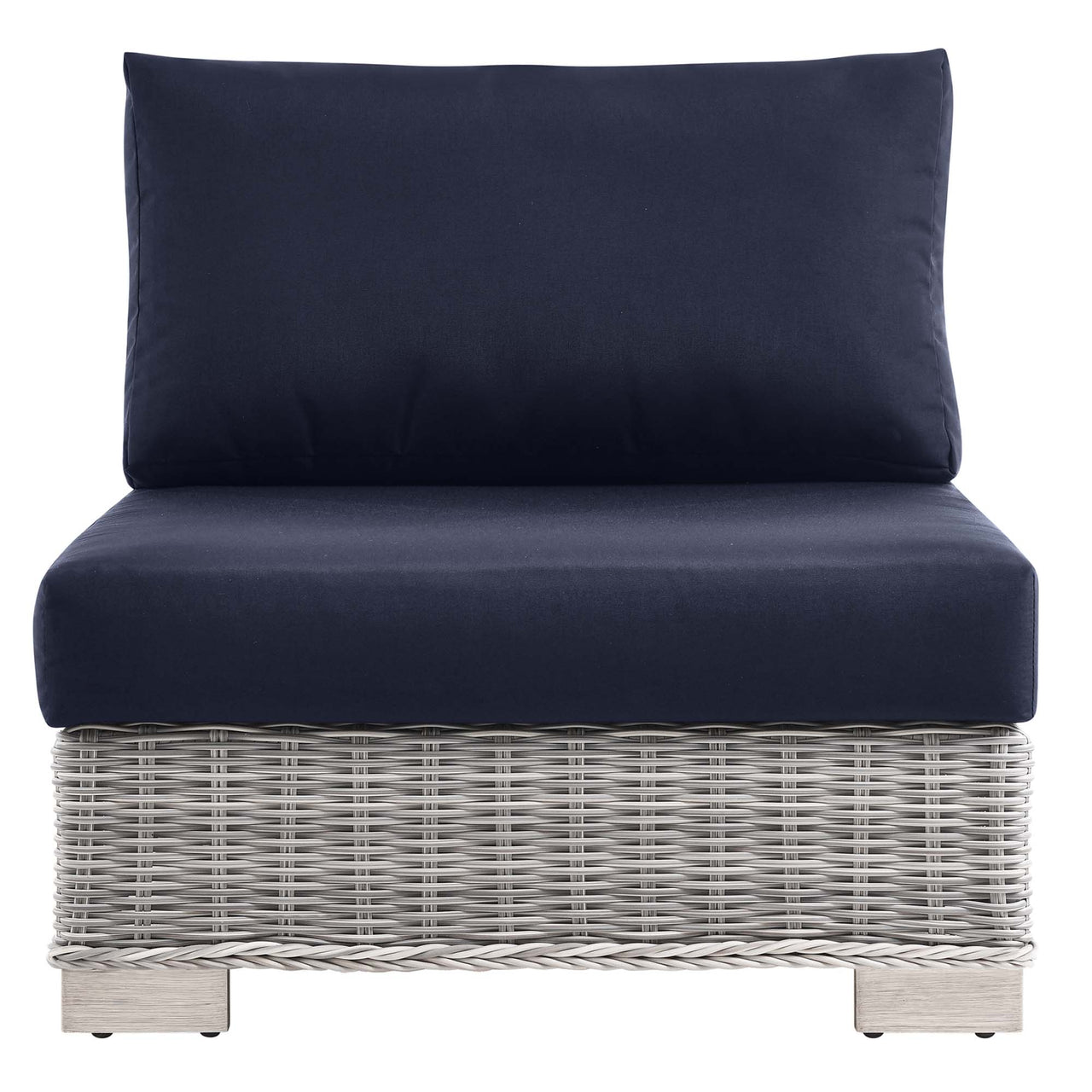 Corvara Alfresco Woven Armless Chair | Outdoor Modular Sectional Component, Light Gray & Navy