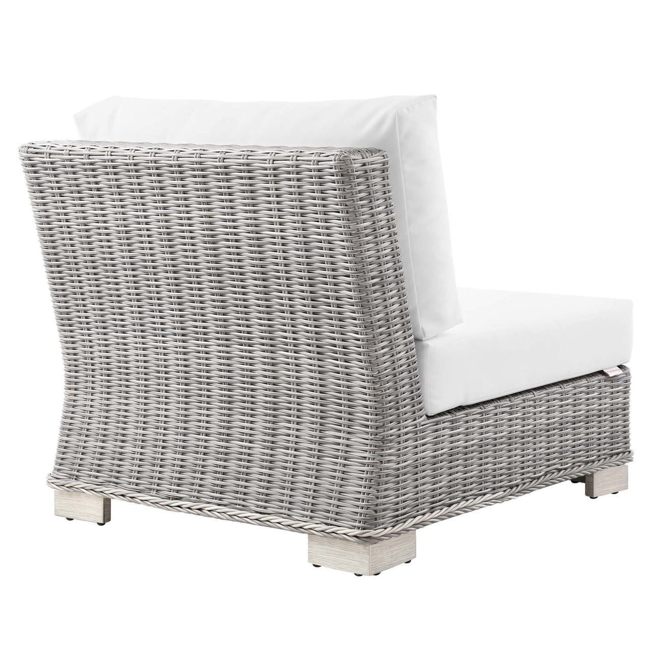 Corvara Alfresco Woven Armless Chair | Outdoor Modular Sectional Component, Light Gray & White