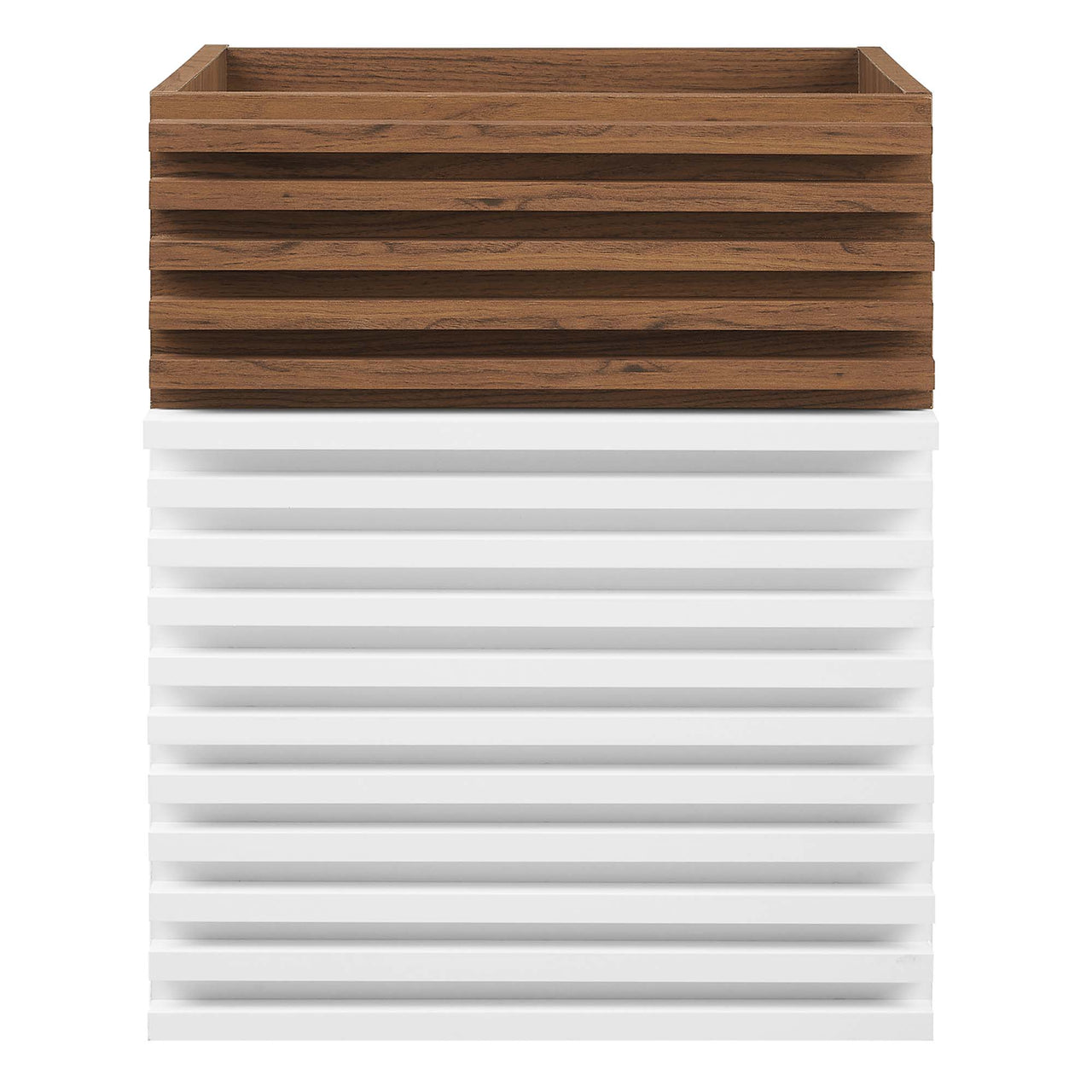 Ventra Floating Vanity Base with Storage, Extra Small, White & Walnut