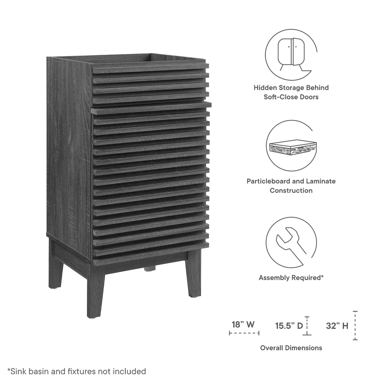 Ventra Vanity Base with Storage, Extra Small, Charcoal