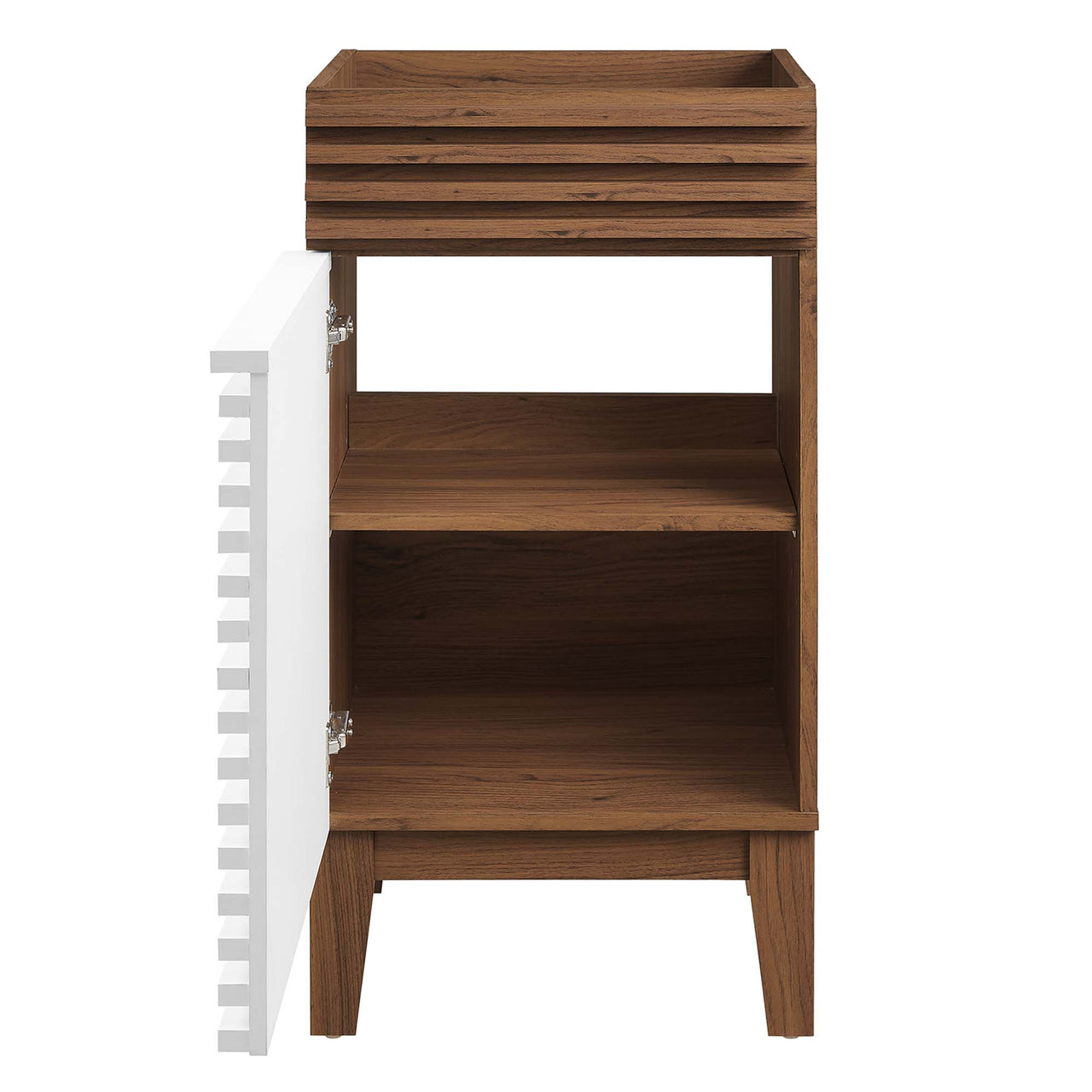 Ventra Vanity Base with Storage, Extra Small, White & Walnut