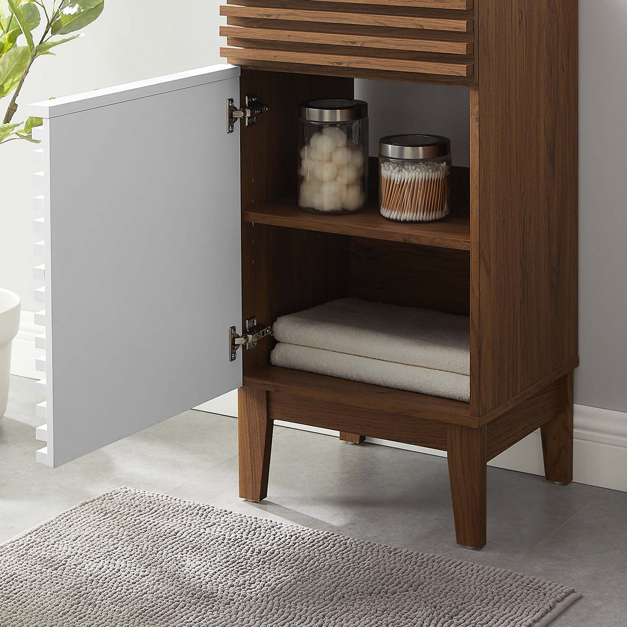 Ventra Vanity Base with Storage, Extra Small, White & Walnut