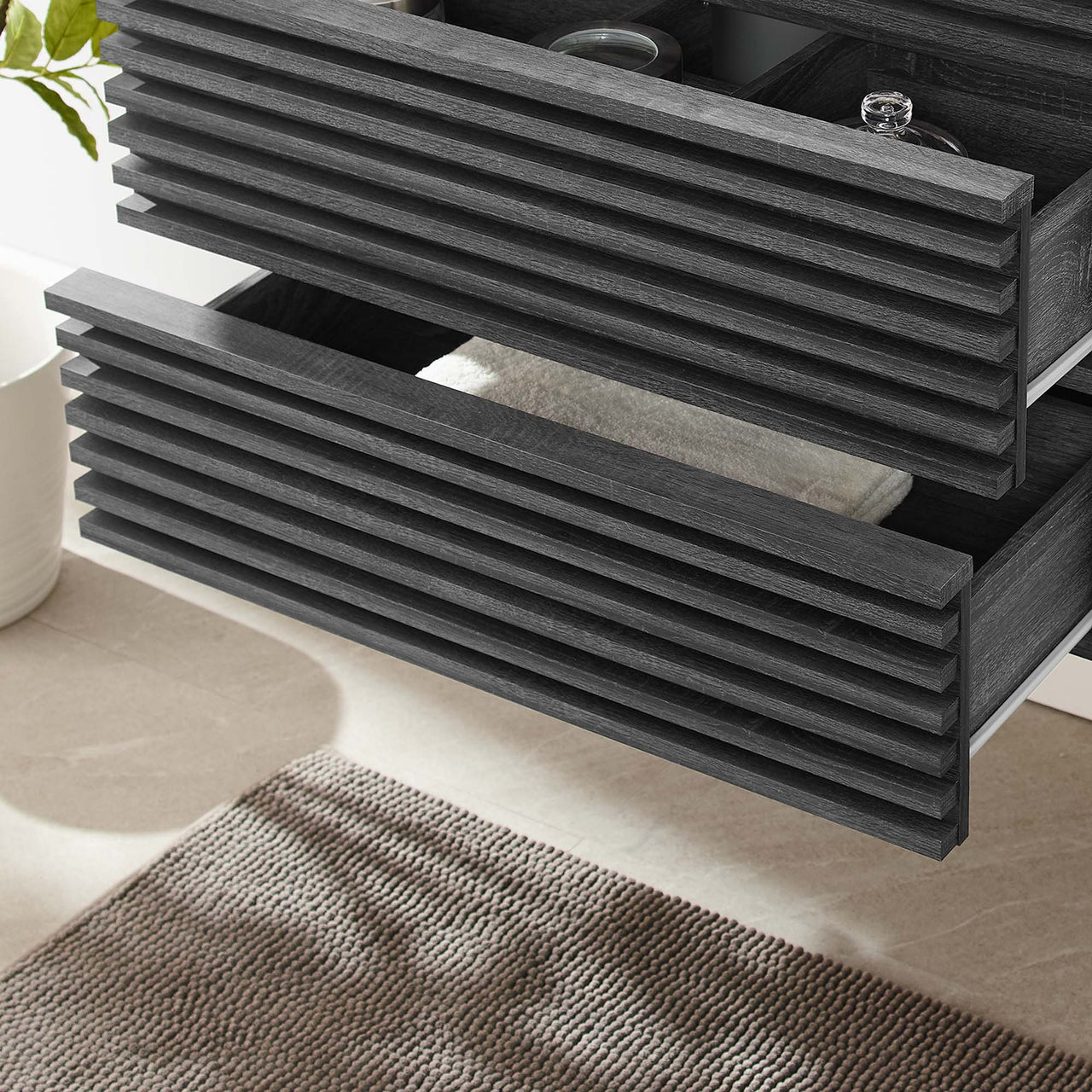 Ventra Floating Vanity Base with Storage, Medium, Charcoal