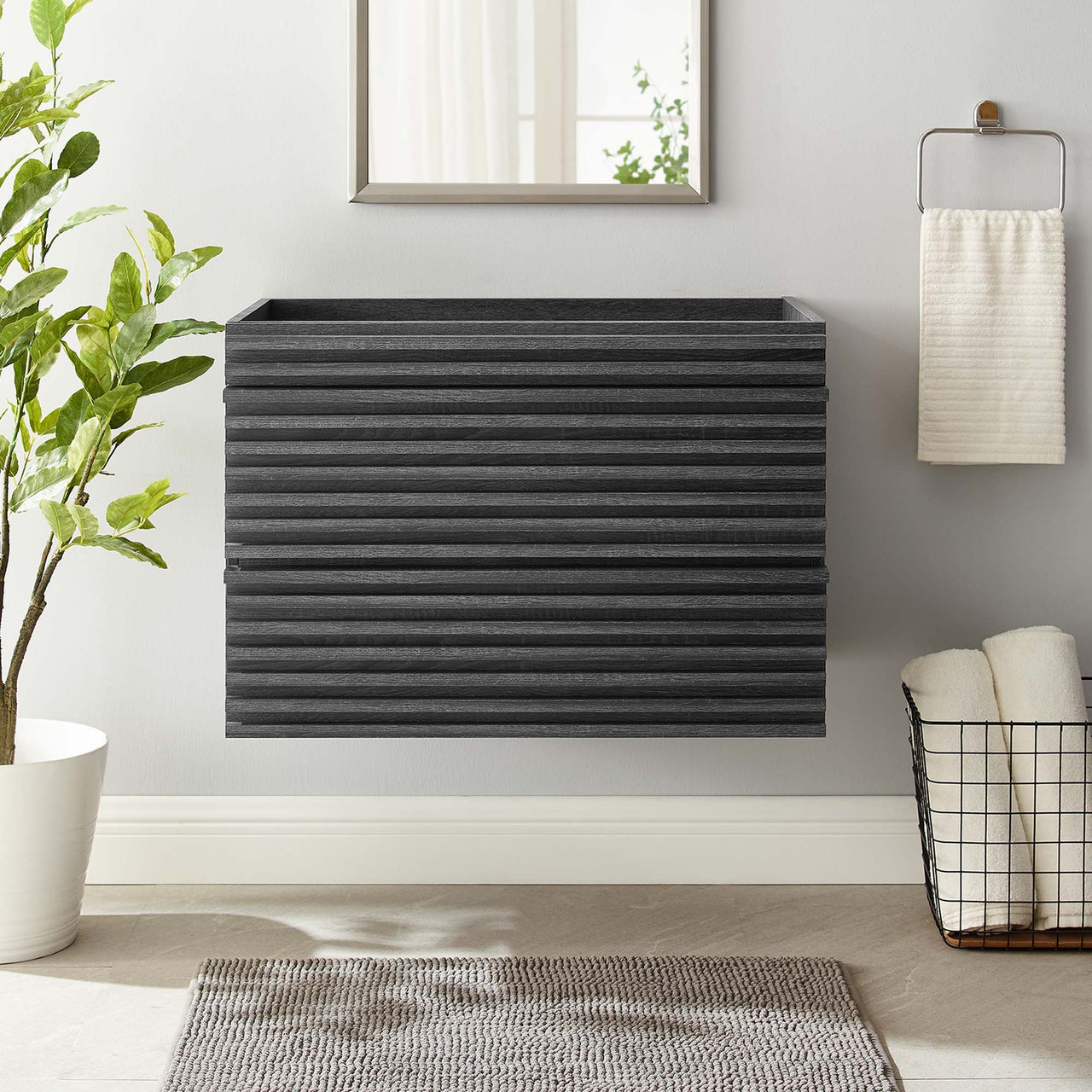 Ventra Floating Vanity Base with Storage, Medium, Charcoal