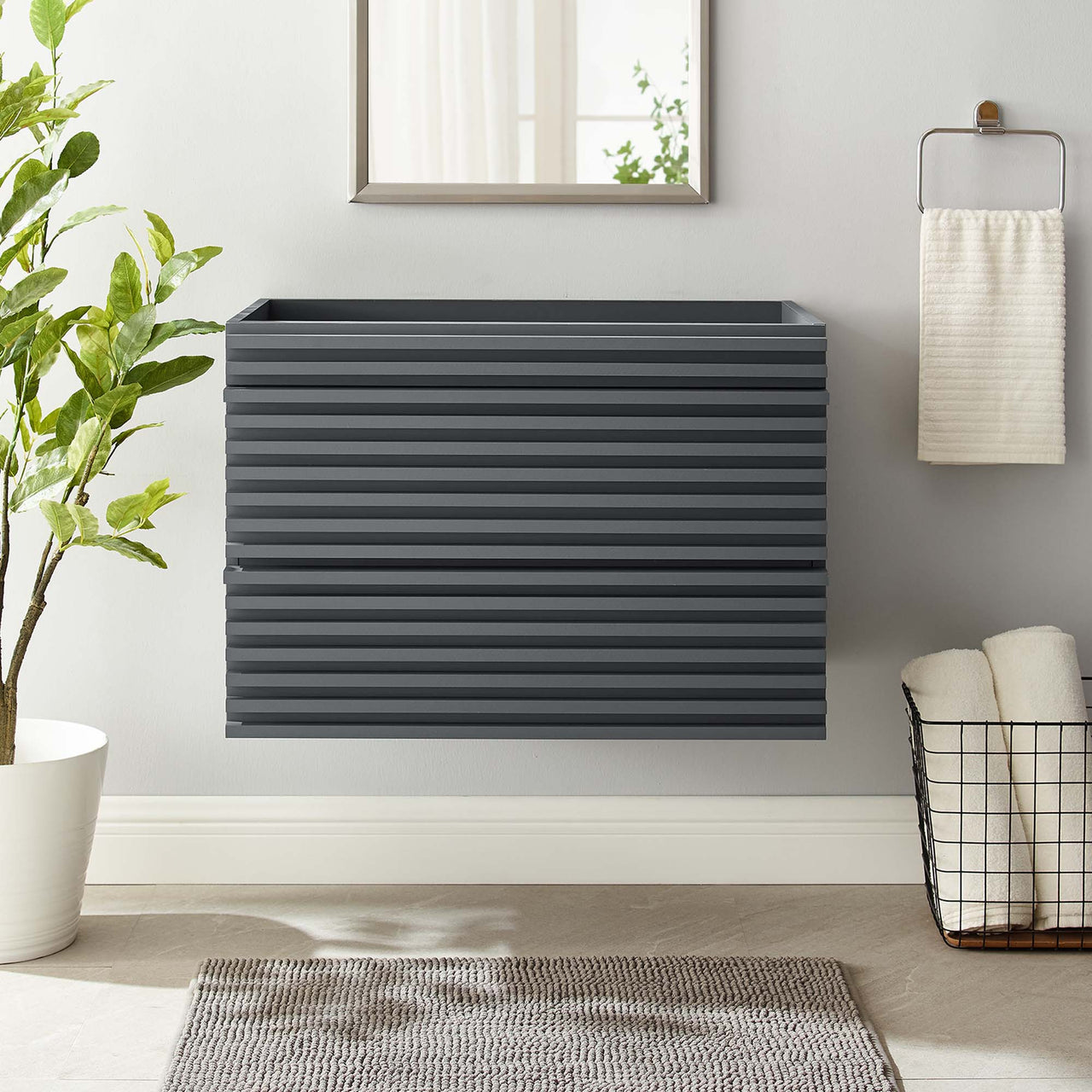 Ventra Floating Vanity Base with Storage, Medium, Gray