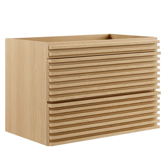 Ventra Floating Vanity Base with Storage, Medium, Oak