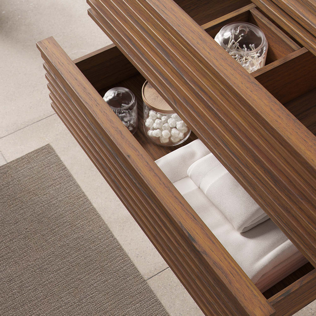 Ventra Floating Vanity Base with Storage, Medium, Walnut